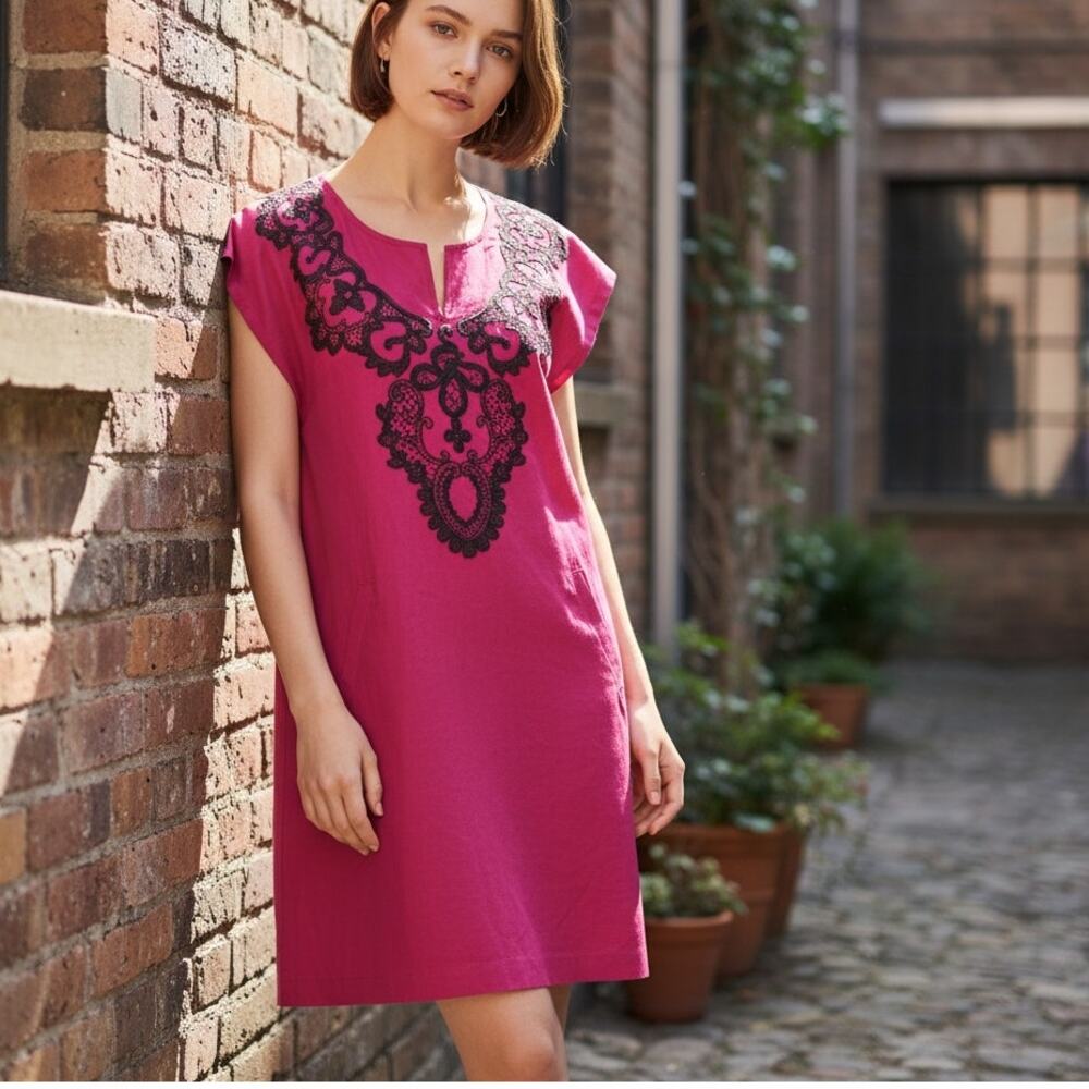 Anthropologie Yoana Baraschi Silk Embroidered Dress – Size 6